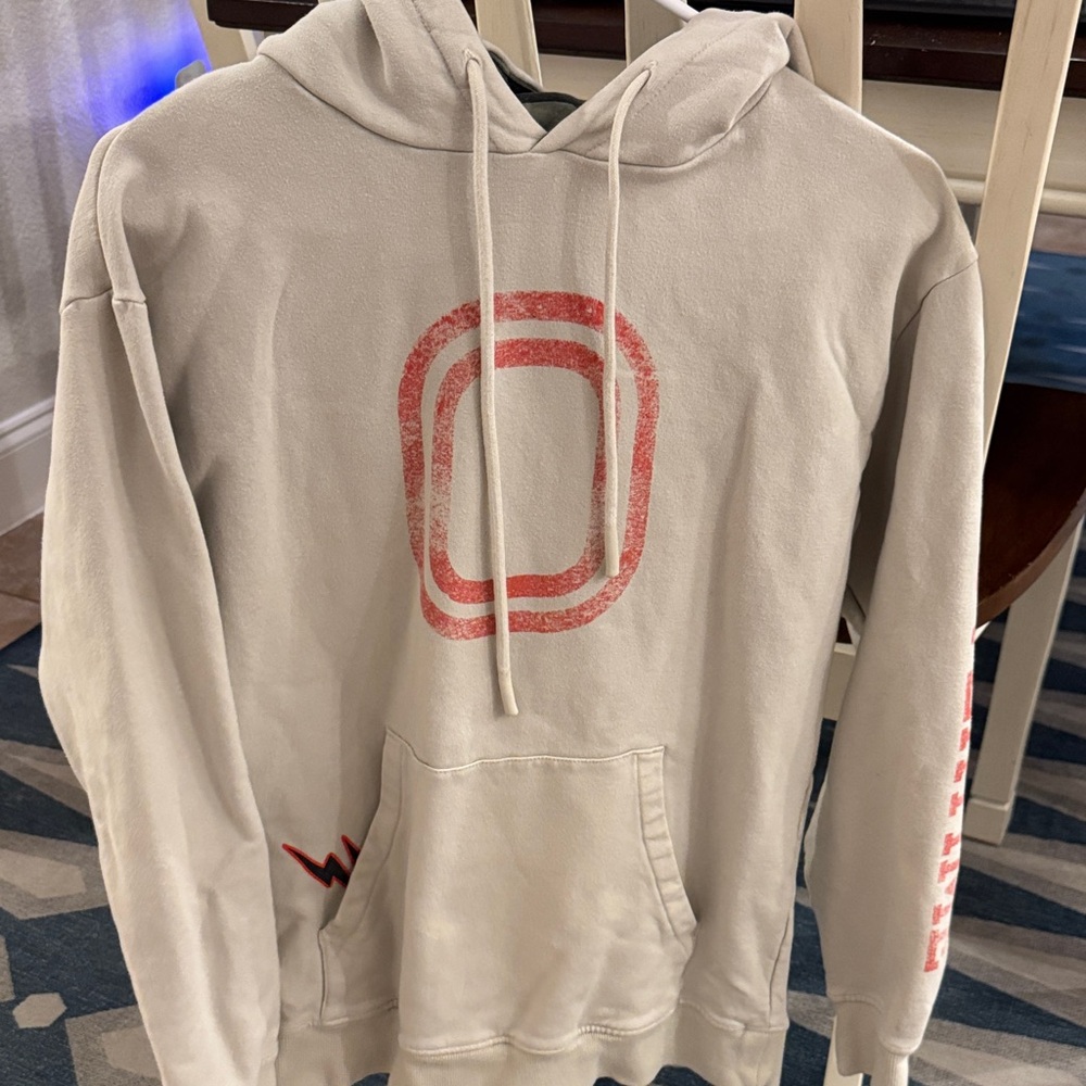 Men's Overtime Cream Hoodie with Red Accents